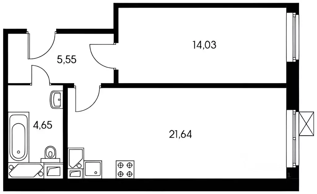 2-к кв. Московская область, Люберцы ул. Юности, 13к1 (45.0 м) - Фото 1