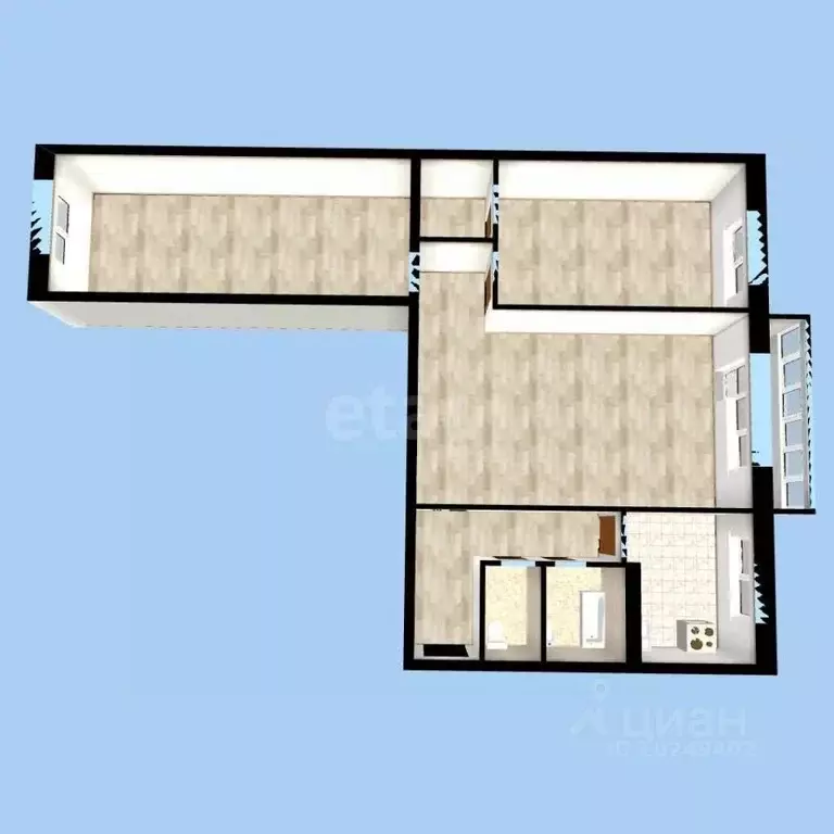 3-к кв. Башкортостан, Уфа Кремлевская ул., 57 (59.0 м) - Фото 2