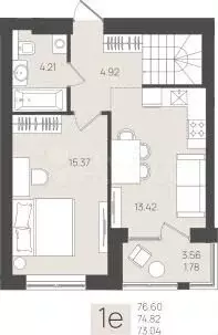 2-к. квартира, 76,6 м, 1/5 эт. - Фото 1