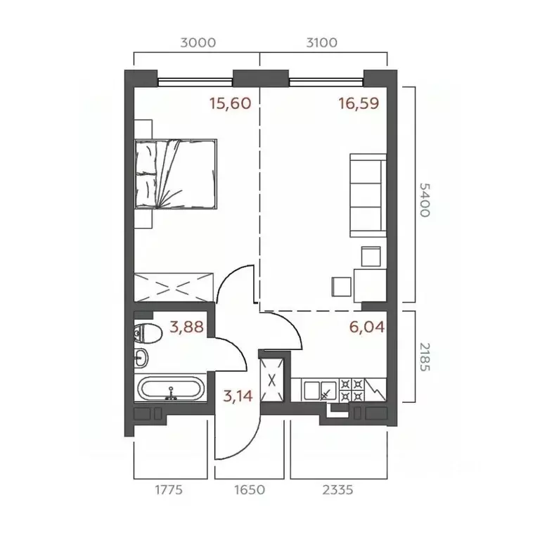 1-к кв. Иркутская область, Иркутск ул. 6-я Советская, 2 (45.25 м) - Фото 0