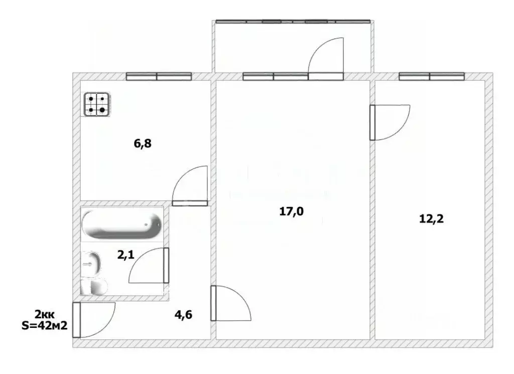 2-к кв. Калининградская область, Калининград ул. Генерала Соммера, 34 ... - Фото 2
