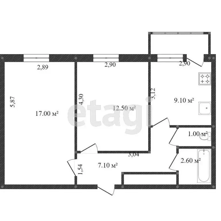 2-комнатная квартира: Комсомольск-на-Амуре, микрорайон Дружба, 15 (54 ... - Фото 0