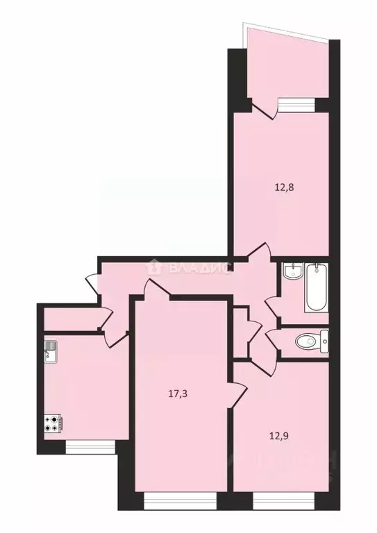 3-к кв. Владимирская область, Владимир ул. Горького, 105 (66.6 м) - Фото 2