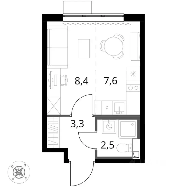 Студия Московская область, Химки Подрезково мкр, 1-й Шереметьевский ... - Фото 1