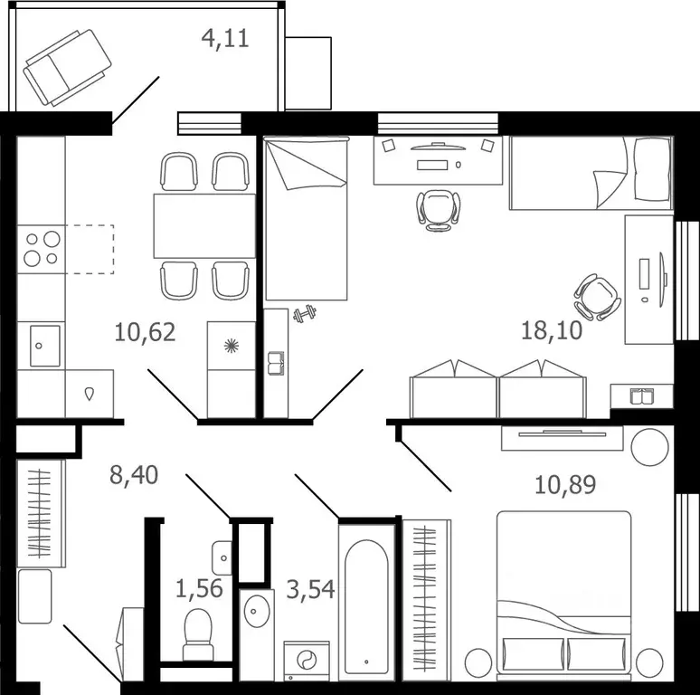 2-к кв. Московская область, Раменское ул. Семейная, 7 (54.4 м) - Фото 0