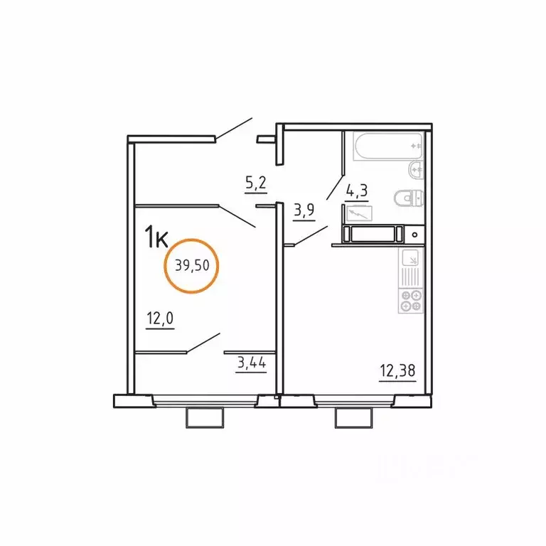 1-к кв. Челябинская область, Челябинск ул. Блюхера, 2.3.1 (39.5 м) - Фото 1