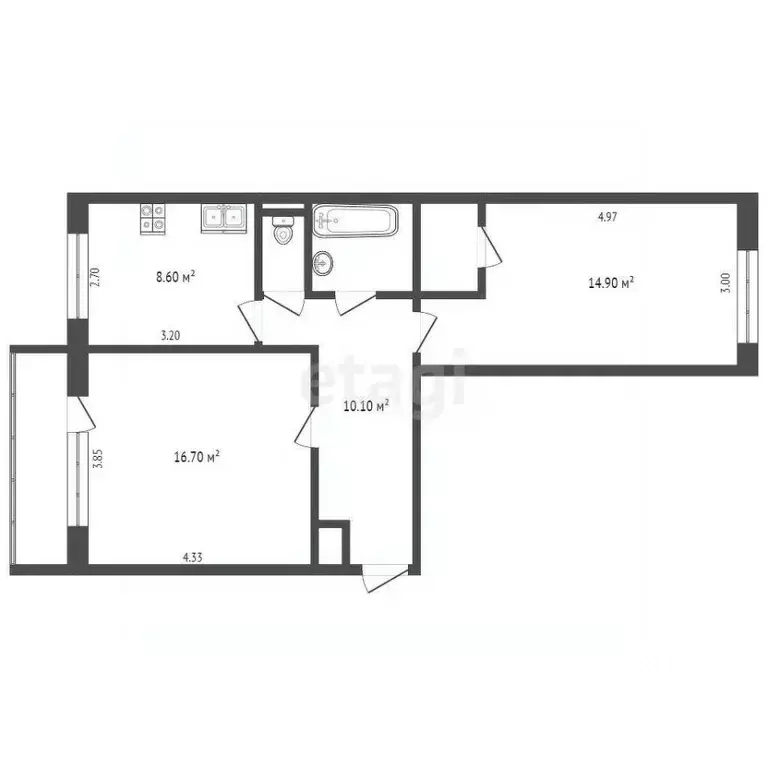 2-к кв. Ямало-Ненецкий АО, Новый Уренгой Советский мкр, 2к2 (56.5 м) - Фото 2