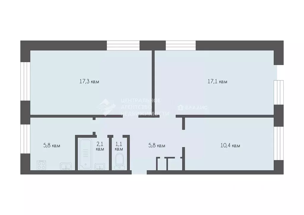 3-к кв. Рязанская область, Рязань Касимовское ш., 44к1 (61.5 м) - Фото 1
