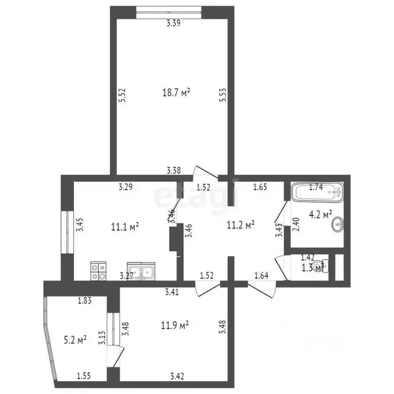2-к кв. Орловская область, Орел Карачевское ш., 100 (58.4 м) - Фото 1