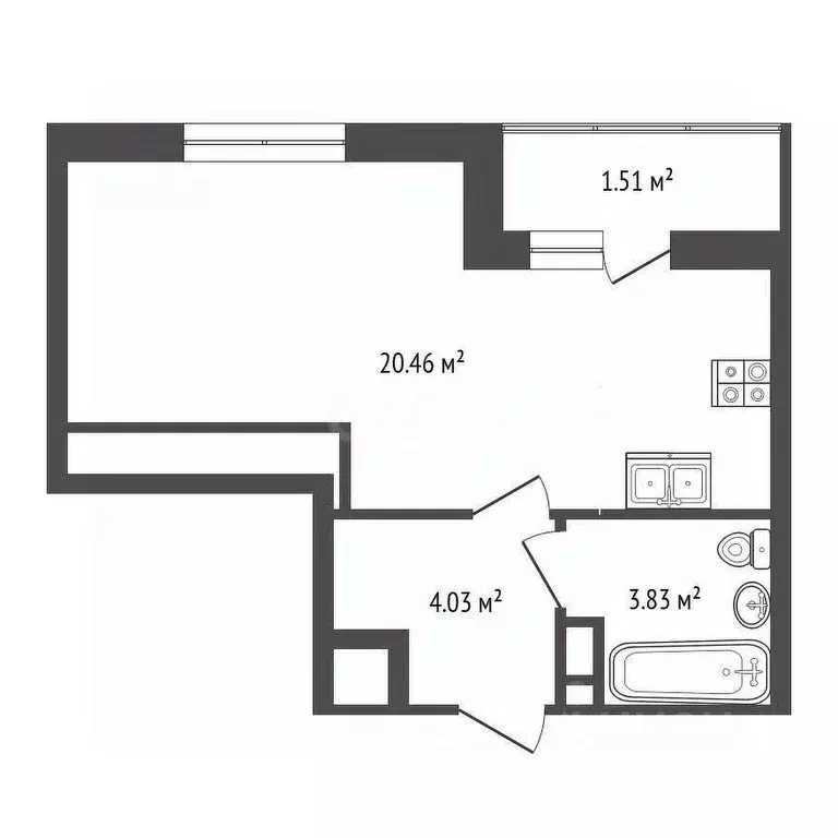 Студия Ярославская область, Ярославль ул. Лескова, 44 (29.8 м) - Фото 2