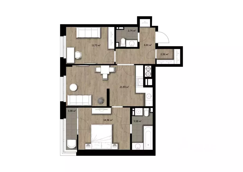 2-к кв. Рязанская область, Рязань Гражданская ул., 19 (66.65 м) - Фото 0