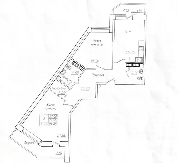 2-к кв. Чувашия, Чебоксары ул. Ленинского Комсомола, 27к1 (80.7 м) - Фото 2