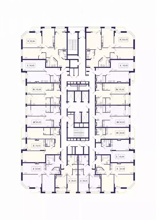 2-к. квартира, 72,9 м, 2/26 эт. - Фото 1