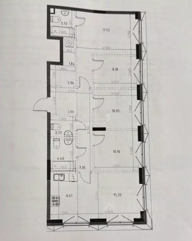 3-к кв. Татарстан, Казань ул. Дулата Али, 13 (95.19 м) - Фото 1