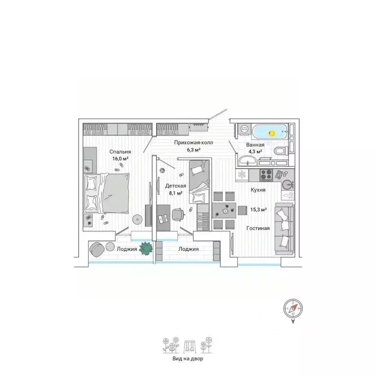 3-к кв. Приморский край, Владивосток ул. Нейбута (53.2 м) - Фото 0