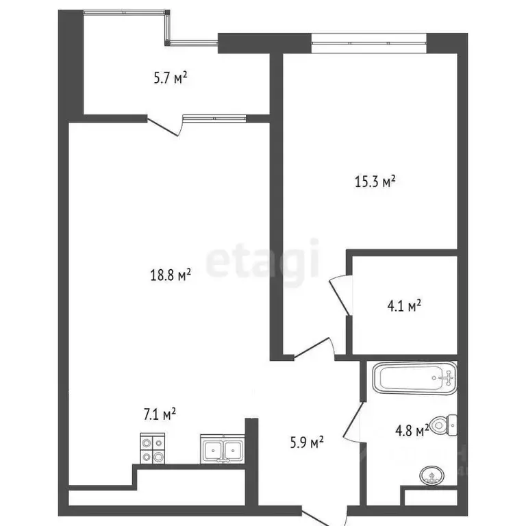 2-к кв. Тюменская область, Тюмень ул. Евгения Войнова, 7 (62.4 м) - Фото 1