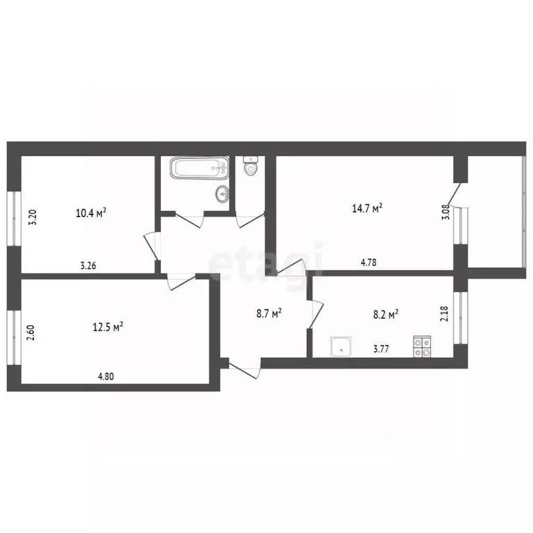 3-к кв. Вологодская область, Вологда ул. Маршала Конева, 18 (58.5 м) - Фото 2