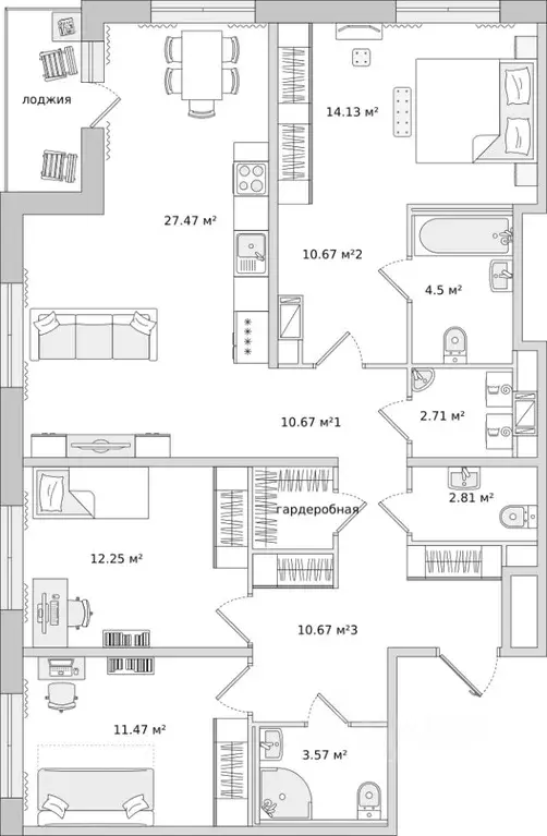 3-к кв. Санкт-Петербург ул. Плесецкая, 24 (106.59 м) - Фото 0