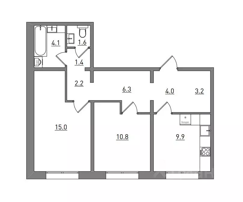 2-к кв. Кировская область, Киров бул. Прибрежный, 6 (58.5 м) - Фото 1