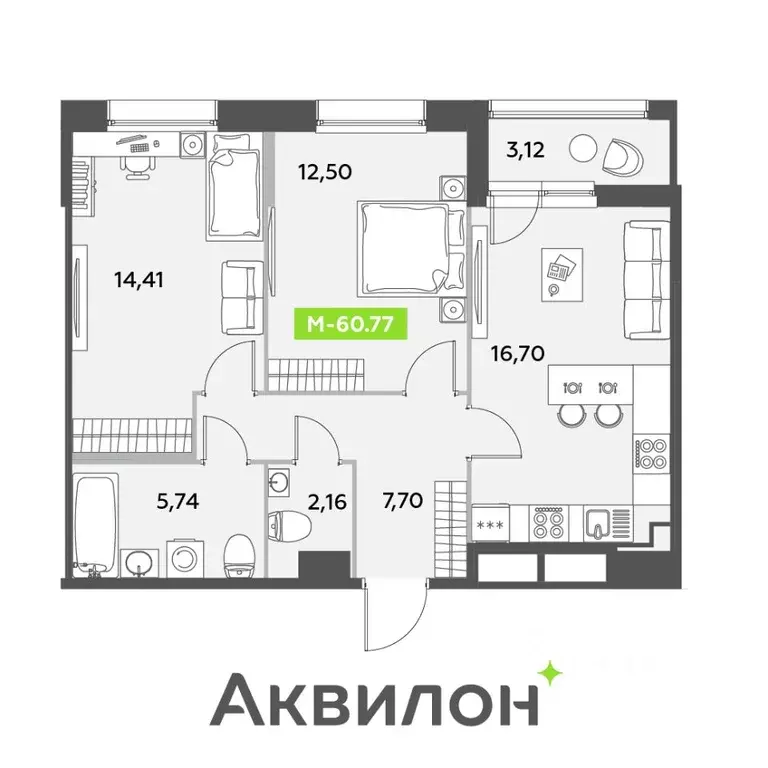 3-к кв. Санкт-Петербург ул. Среднерогатская, 11к2 (60.77 м) - Фото 1