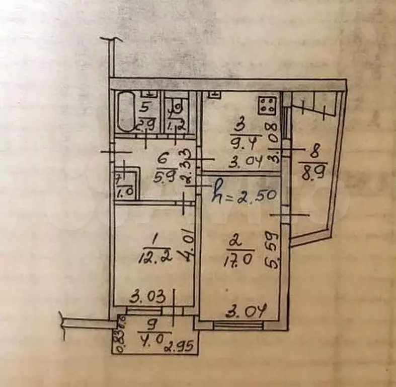 2-к. квартира, 62,5 м, 2/9 эт. - Фото 0