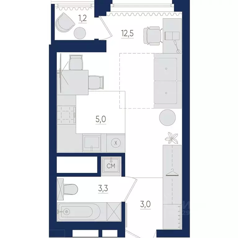 1-к кв. Башкортостан, Уфа бул. Яркий (24.4 м) - Фото 1