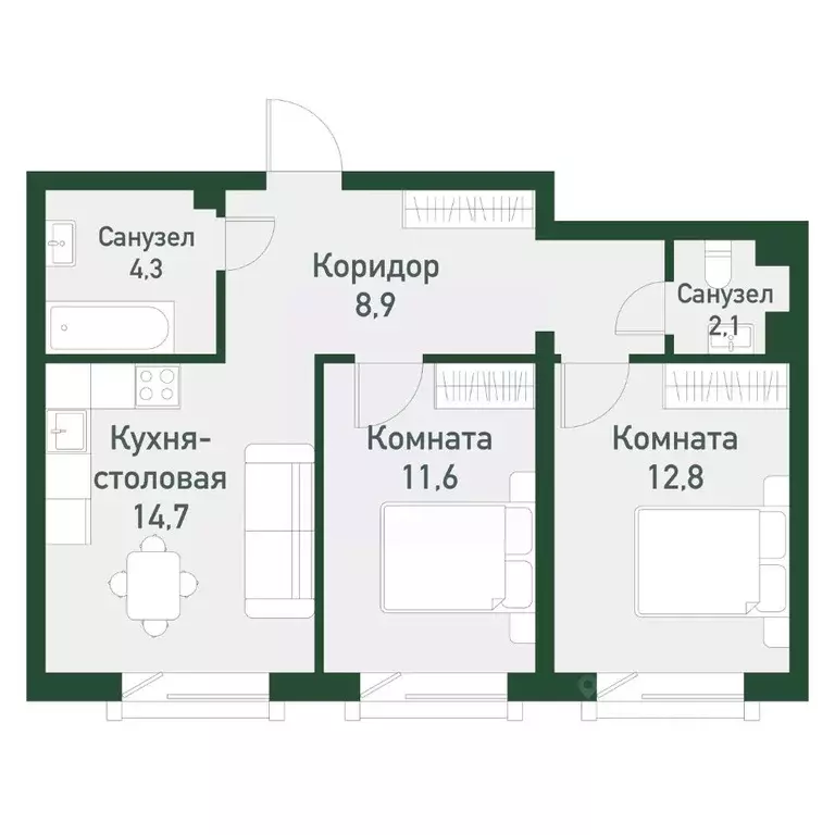 2-к кв. Челябинская область, Челябинский городской округ, пос. ... - Фото 0