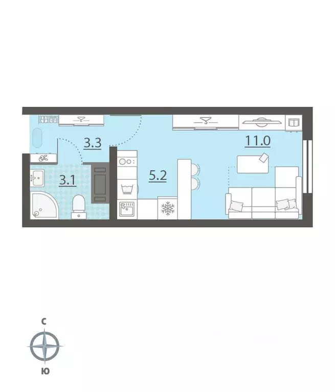 Студия Свердловская область, Екатеринбург Компрессорный жилрайон, ... - Фото 1