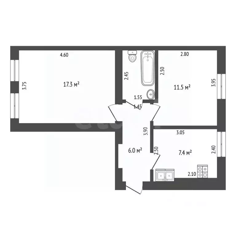 2-к кв. Нижегородская область, Выкса ул. Чкалова, 11 (46.0 м) - Фото 1