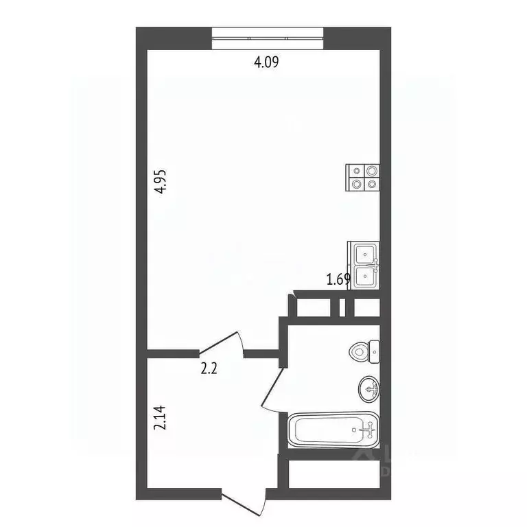 Студия Москва ул. Берзарина, 32А (26.8 м) - Фото 2