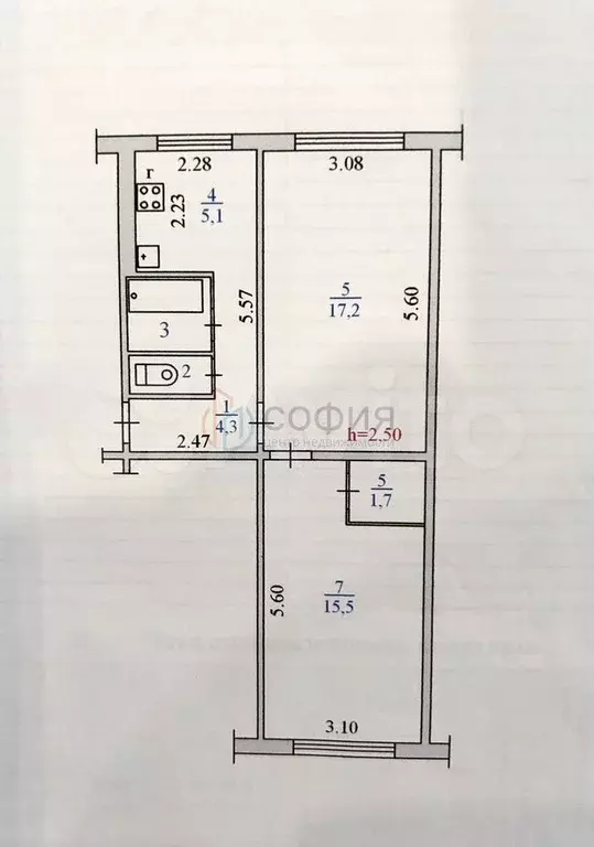 2-к. квартира, 47,2 м, 1/5 эт. - Фото 0