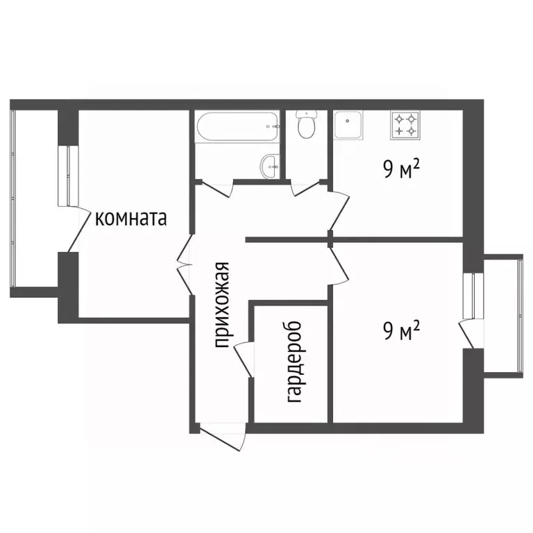 2-к кв. Красноярский край, Красноярск ул. Шевченко, 9 (47.0 м) - Фото 2