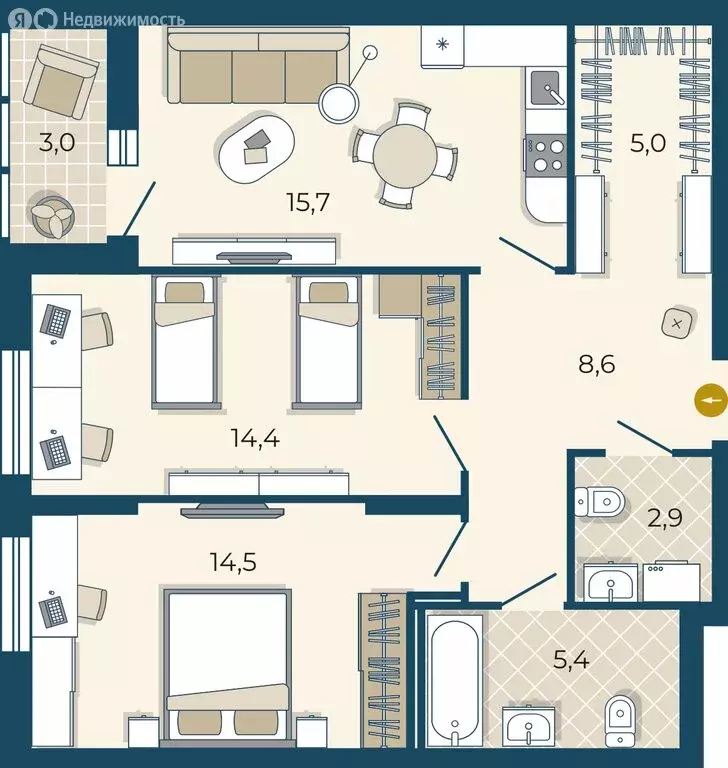 2-комнатная квартира: Екатеринбург, улица Викулова, 24 (68 м) - Фото 0