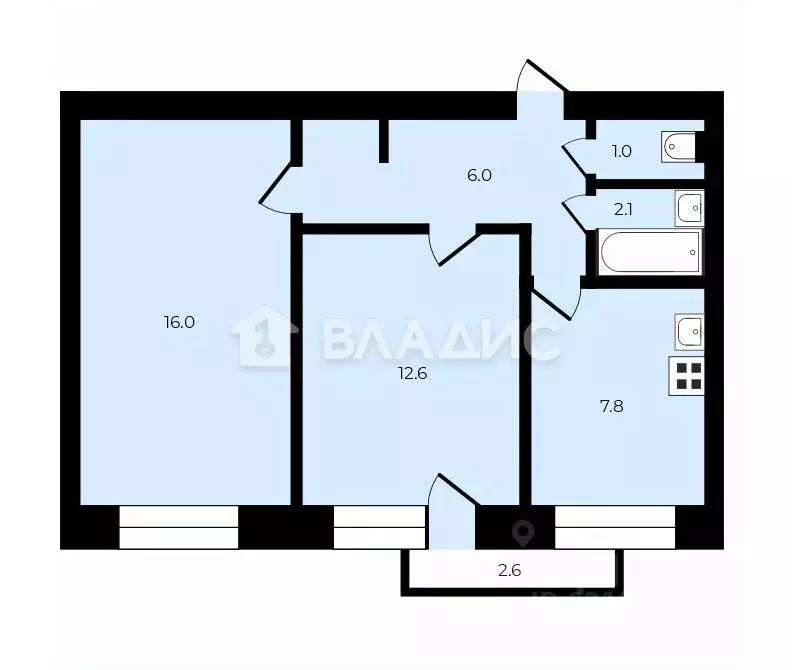 2-к кв. Санкт-Петербург просп. Славы, 2К3 (46.0 м) - Фото 2