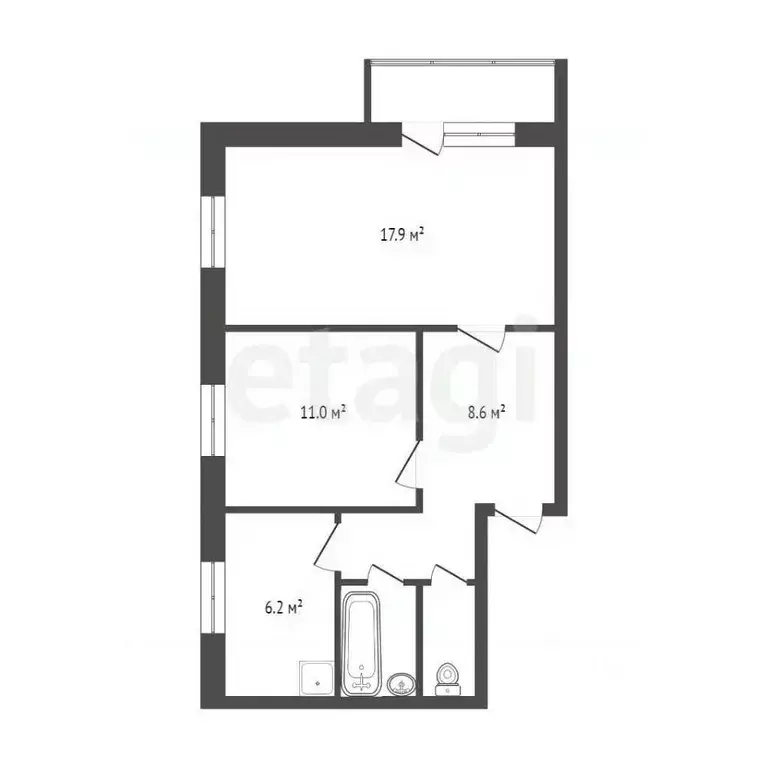 2-к кв. Красноярский край, Красноярск ул. Гусарова, 4 (50.5 м) - Фото 1