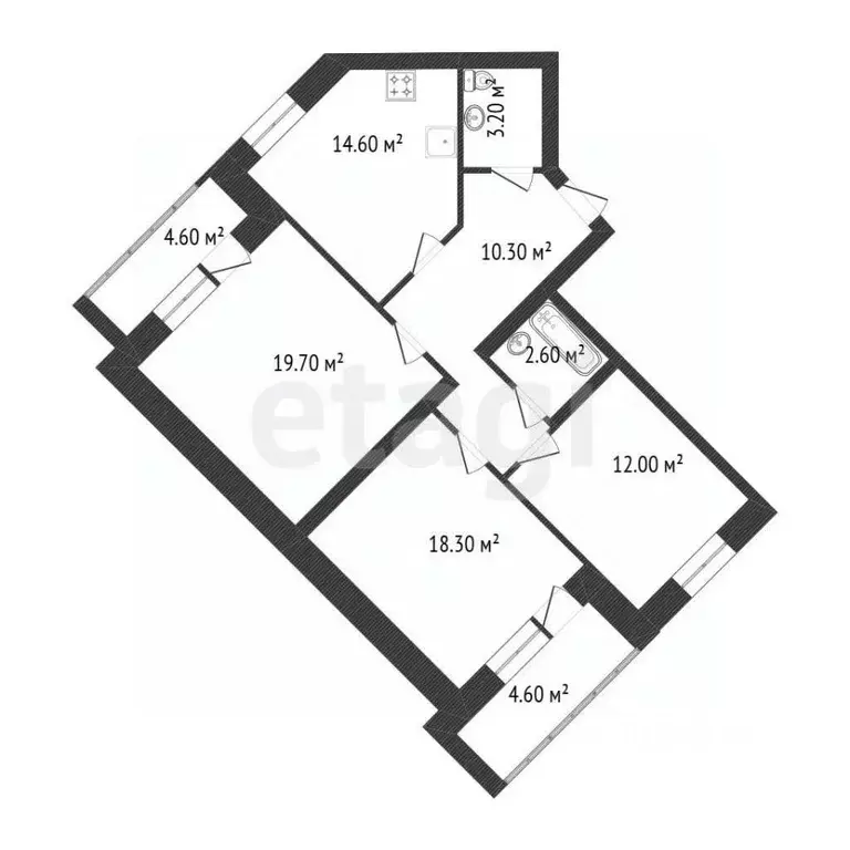 3-к кв. Костромская область, Кострома Магистральная ул., 12к2 (83.0 м) - Фото 1