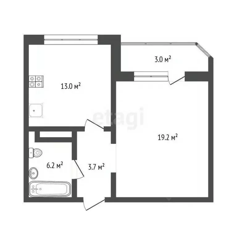 1-к кв. Тюменская область, Тюмень Кремлевская ул., 110к2 (43.0 м) - Фото 0