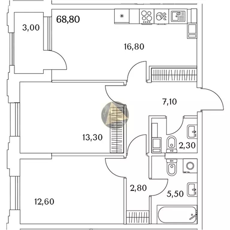 2-комнатная квартира: Санкт-Петербург, Планерная улица, 99 (68.8 м) - Фото 1