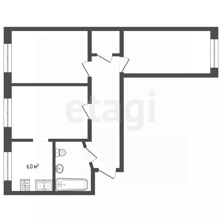 3-к кв. Москва Шереметьевская ул., 25 (58.0 м) - Фото 2