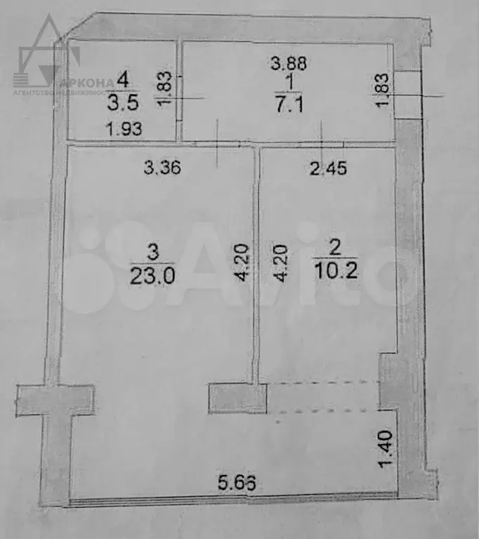 1-к. квартира, 43,8 м, 7/8 эт. - Фото 0