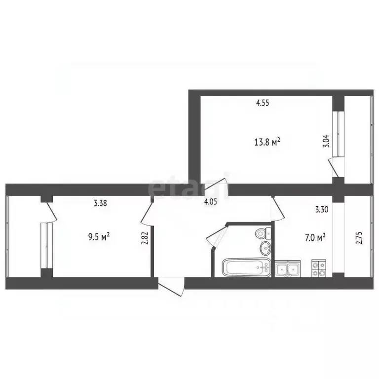 2-к кв. Ставропольский край, Кисловодск Целинная ул. (50.0 м) - Фото 2