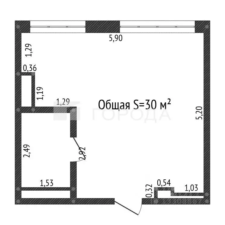 Студия Кемеровская область, Новокузнецк ул. Энтузиастов, 11 (30.0 м) - Фото 2