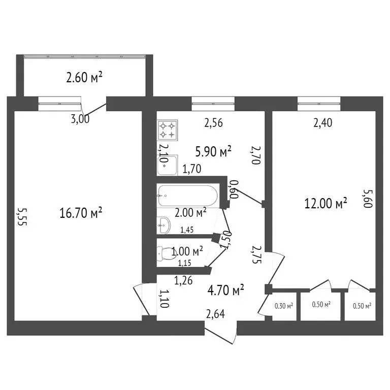 2-комнатная квартира: Ишим, улица Карла Маркса, 76 (43.6 м) - Фото 1