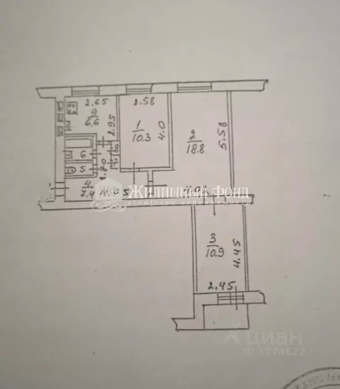 3-к кв. Курская область, Курск ул. Чернышевского, 10 (57.8 м) - Фото 2