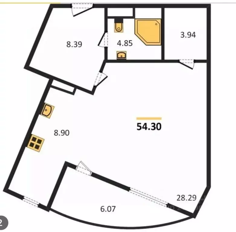 1-к кв. Татарстан, Казань ул. Сибгата Хакима, 51 (60.0 м) - Фото 1