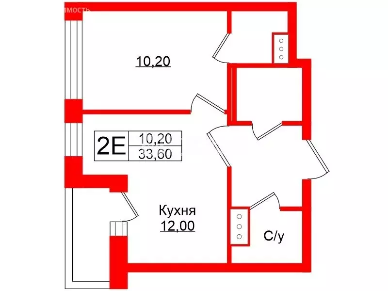 1-комнатная квартира: Кудрово, Солнечная улица, 2 (33.6 м) - Фото 0