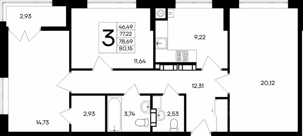 3-к кв. Крым, Евпатория Сезоны жилой комплекс (80.15 м) - Фото 1