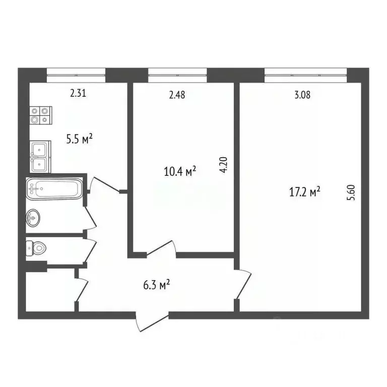 2-к кв. Архангельская область, Архангельск Соломбала исторический ... - Фото 2