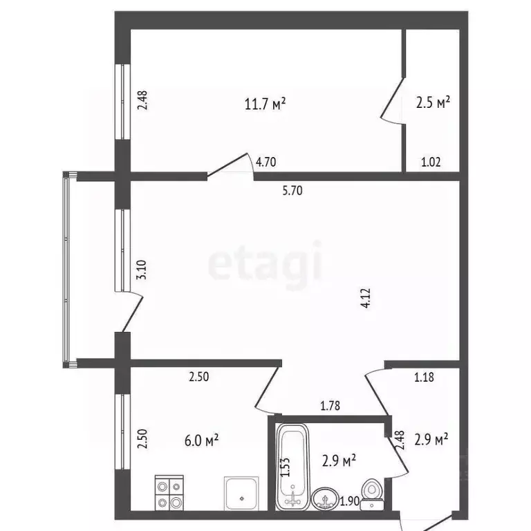 2-к кв. Башкортостан, Стерлитамак ул. Дружбы, 19 (44.0 м) - Фото 2