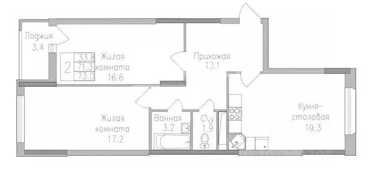 2-к кв. Липецкая область, Липецк ул. Тельмана, 120 (73.0 м) - Фото 1